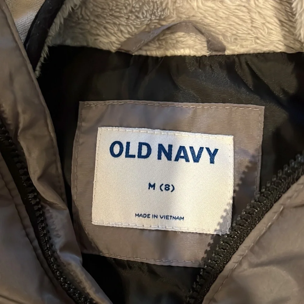 Old Navy Kids Med (12) Black Puffer and Grey Hoodie Jacket